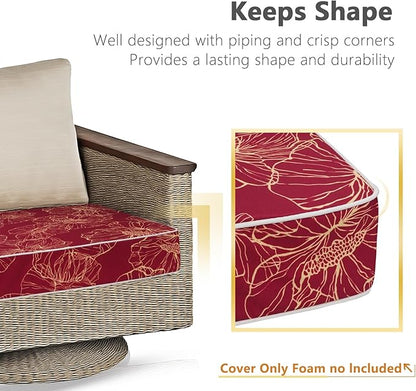 Porch Shield Outdoor Cushion Slipcovers Patio Chair Seat Cushion Covers Set 4 Waterproof Fade Resistant 24 x 24 x 4 inch,Summer Blooming