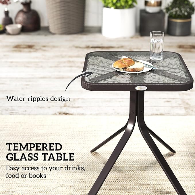 Outsunny 3 Piece Outdoor Glider Chair with Coffee Table Bistro Set, 2 Patio Rocking Swing Chairs with Breathable Sling Fabric, Glass Tabletop, for Backyard, Garden and Porch, Gray