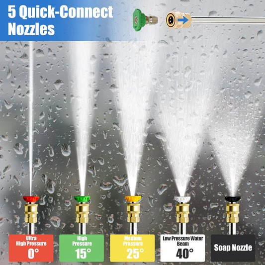 3500 PSI Gas Pressure Washer, 2.3 GPM Heavy-Duty High-Power Cleaner with 209CC 7HP Engine, 25Ft Hose, Axial Aluminum Pump, Soap Tank & 4 Quick-Connect Adjustable Nozzles (Black)