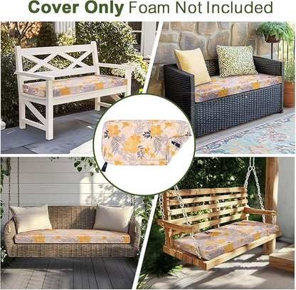 Porch Shield Outdoor Bench Cushion Cover – Waterproof Swing Cushion Cover for Patio Furniture Loveseat (Not Insert) Summer Blossom 48" W x 18" D x 3" H