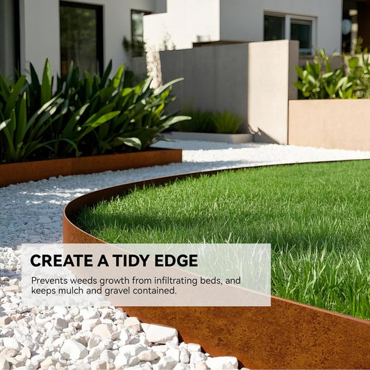 Metal Garden Landscape Edging with 8Pcs Stakes, 4.5" x 25Ft Galvanized Steel Lawn Edgings Roll Flexible Coil Border for Landcaping,Flower Bed,Rusty