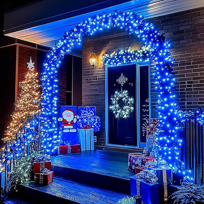 JMEXSUSS 2 Pack Blue Solar Christmas Lights, Total 400 LED 151FT Solar String Lights Outdoor Waterproof, 8 Modes Blue Christmas String Light for Outside Garden Party Patio Tree Decorations