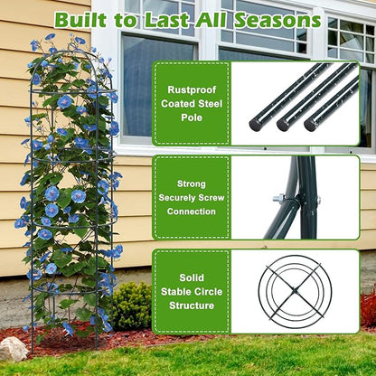 Trellis for Climbing Plants Outdoor, 75 Inch Tall Heavy Duty Metal Garden Trellis Tower Potted Cages for Flowers Fruits Vegetable Cucumber Tomato Potted Rose Clematis Pea Bean Raised Bed Trellises