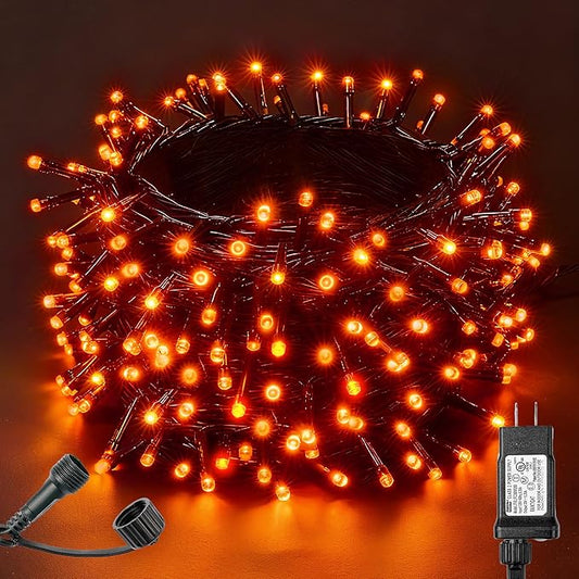 BlcTec Halloween Lights Indoor Outdoor 300 LED 108FT, Orange Halloween String Lights with 8 Modes, UL Certified, Connectable Plug, Waterproof & Timer for Yard Porch Haunted House Holiday Decorations