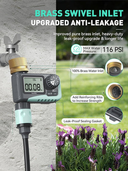 RAINPOINT 2-Pack Sprinkler Timer with Brass Swivel for Garden Hose, Programmable Hose Timer with Rain Delay/Manual Watering, Digital Irrigation System for Lawns, 1 Outlet
