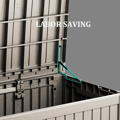 200 Gallon Outdoor Storage Bench Waterproof - Resin Deck Storage Chest for Patio & Pool, Lockable Outdoor Storage Box for Cushions & Tools, UV-Resistant, Granite Grey