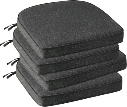 Outdoor Round Corner Seat Cushion, 17"x16"x2", Set of 4, Non Slip Seat Cushion Pads with Removable Cover for Patio Furniture, Garden Yard Lawn, Charcoal Gray
