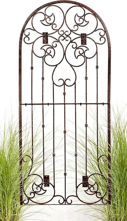 H Potter Wall Trellis Indoor Outdoor Wrought Iron Heavy Scroll Metal Decoration Large with Set of 4 Mounting Brackets