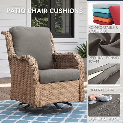 Patio Chair Cushions 4 Packs - Outside High Back Thick Water-Resistant Cushion 22x24 with Zipper Cover for Outdoor Glider Rocking Chairs Loveseat Couch – Grey/Regular
