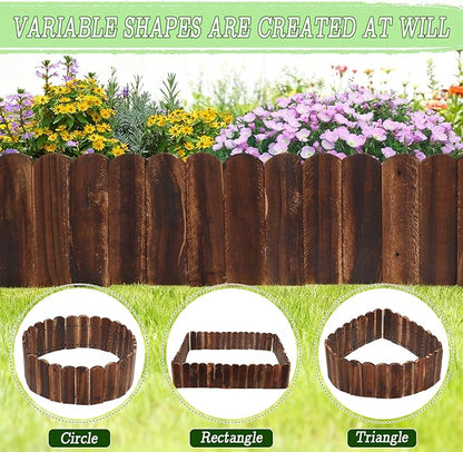 Wood Garden Edging 3 Pack 5.9" H × 47" L Flexible Wooden Garden Fence, Decorative Landscape Edging Border for Flower Beds, Lawns, Pathway, Yard