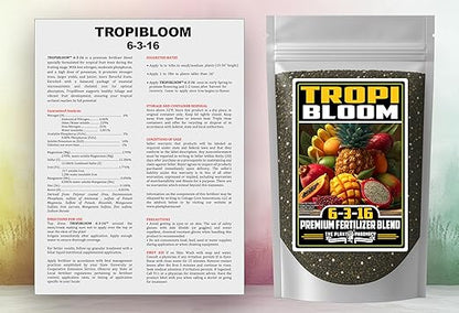 Fertilizer Commercial Grade | TropiBloom 6-3-16 | 3 Pounds | Custom Professional Mix Blend | High-Potassium | Tropical Fruit Trees | Micronutrients with Chelated Iron | Support Yield Flavor Structure