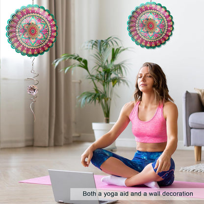 Mandala Manjusaka Wind Spinner - 12″ Stainless Steel Hanging Sculptures | 3D Kinetic Laser Cut Metal Art Decoration for Yard/Garden/Indoor, Creative Decor Gift