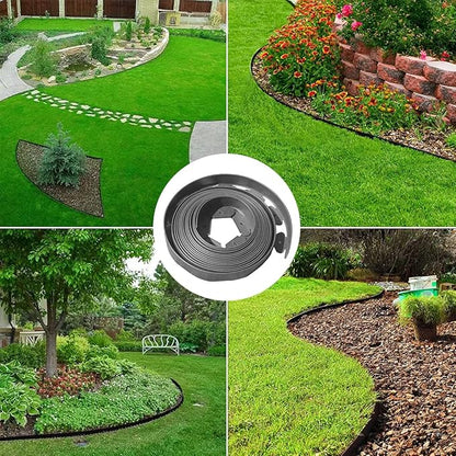 Landscape Edging 33ft,Garden Borders Edging [Extra Tall 4IN ] with 30pcs Spikes,Lawn Edging Kit Flexible Mini Plastic Fence for Grass Yard Flower Bed -Grey