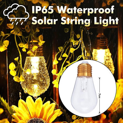 Colors Changing Solar String Lights Outdoor, 20Ft Vintage Rope Hemp Color Change Patio Lights, 16 Waterproof Shatterproof Bulbs Solar Light for Garden Yard Proch Wedding Party - Warm White & RGB