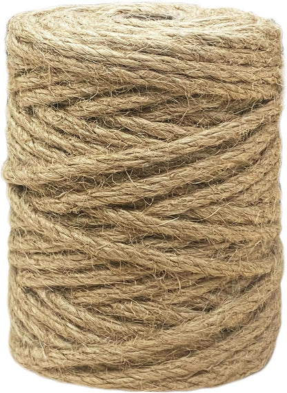 Vanhench Jute Rope 5MM (1/5 inch) 100 ft 6Ply Twisted Heavy Duty and Thick Twine Rope Bulk for Crafts Projects Cat Scratcher Post Tree Gift Wrapping Arts & Crafts Home Decoration Packing Christmas