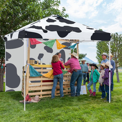 EAGLE PEAK Pop Up Canopy Tent with 1 Sidewall, Easy Setup Event Tent, Outdoor Sun Shade, Wheeled Carry Bag, Stakes and Guy Ropes, Instant Canopy 10x10, Cow Print