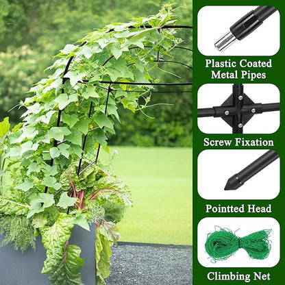 Garden Arch Trellis for Climbing Plants Outdoor 7.2 ft Height Large Tunnel Trellis Support for Vegetables Plant Cucumber Trellis for Garden Raised Bed, Black