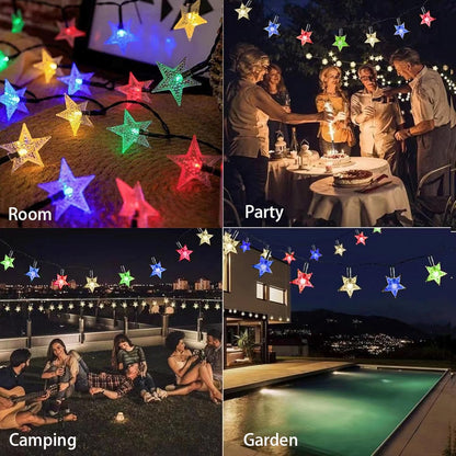 Twinkle Solar Star String Lights Outdoor Waterproof Fairy Lights 39FT 100 LED with 8 Lighting Modes for Camping Garden Wedding Party Tree Holidays Backyard Patio(Multicoloar)