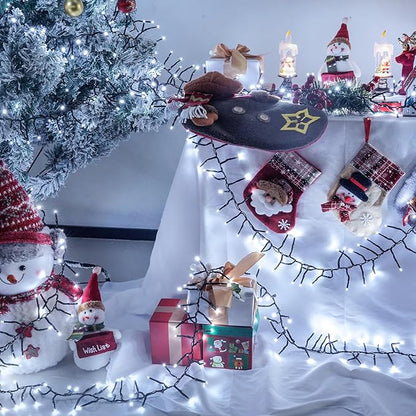 50FT 1000 LED Cluster Christmas Lights, Christmas Tree Lights Outdoor Indoor with 8 Modes & Timer & Remote, Firecrackers String Lights Waterproof for Garland Party Xmas Decorations, Cool White