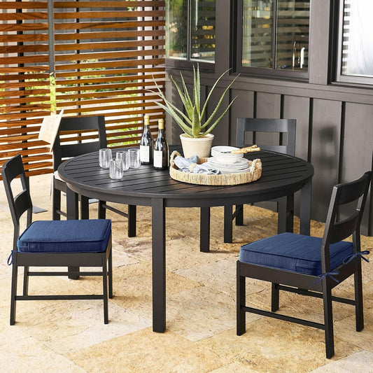 Outdoor Square Corner Seat Cushion, 18.5"x16"x3", Set of 4, Non Slip Seat Cushion Pads with Removable Cover for Patio Furniture, Garden Yard Lawn, Navy