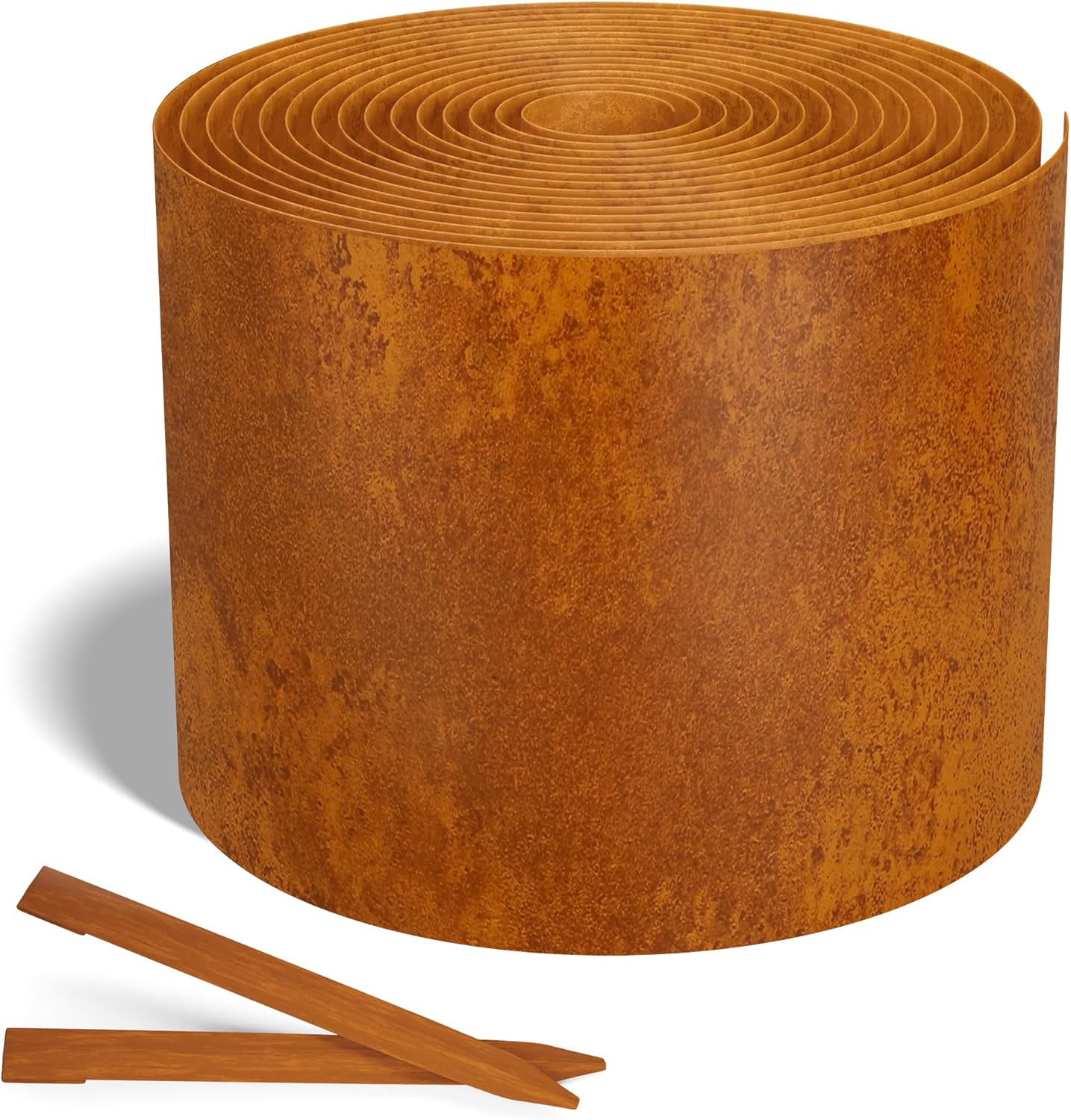 Worth Galvanized Steel Landscape Edging 8" x25' Metal Garden Edging Roll Flexible Bender Border with 8Pcs Stakes for Lawn, Flower Bed Edges, Rust-Like Color