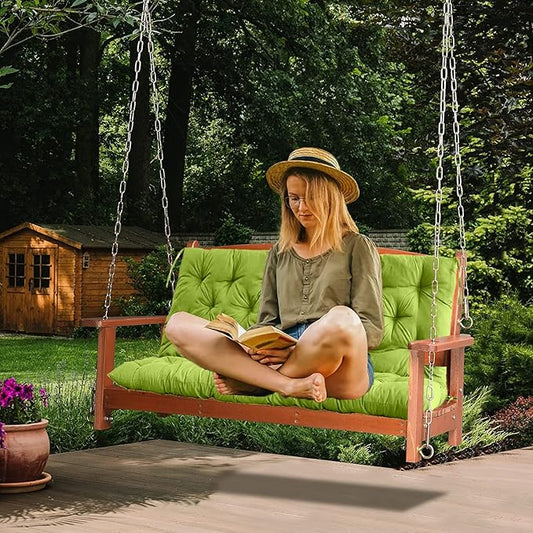 Replacement Cushions for Outdoor Swing, Outdoor Cushions for Patio Furniture with Backrest, Waterproof Thicken 4" porch swing cushions, for Outdoor Patio Garden Furniture(Grass green 40 * 47 in)