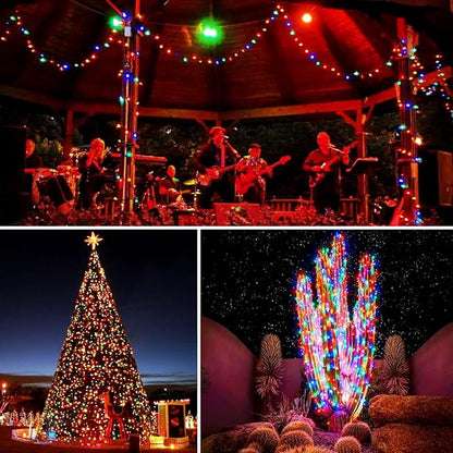 JMEXSUSS 2 Pack White and Multicolor Solar Christmas Lights, Total 400 LED 151FT Color Changing Solar String Lights Outdoor Waterproof for Outside Yard Tree Christmas Decorations