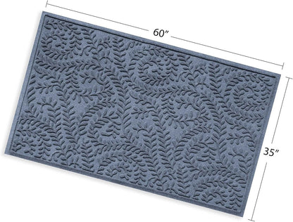 WaterHog Indoor/Outdoor Door Mat, 3' x 5', Made in USA, Durable & Skid-Resistant Front Door Rug, Decorative, Water-Trapping & Heavy-Duty Entryway Floor Mat For Your Home, Boxwood Collection, Bluestone