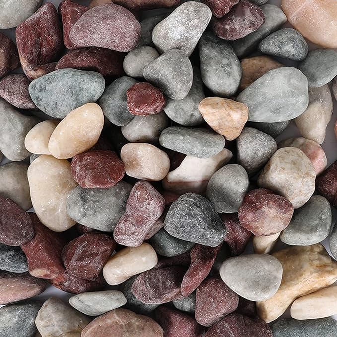 5lbs Natural River Rocks, Polished Pebbles for Plants Garden, 1-2 inch Decorative Countryside Stones, Ideal for Fish Tank, Vases, Crafting, Garden Landscaping Rocks,Countryside