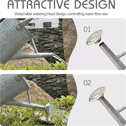 Metal Watering Can for Outdoor and Indoor Plants, Watering Can Decor, 1 Gallon (Zinc Stainless Steel Handle)