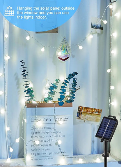 Brightown Solar Lights Outdoor Waterproof, 19.6Ft 60 LED Globe Solar String Lights for Outside, 8 Modes Outdoor Solar Lights for Yard Balcony Patio Tree Canopy Party (Pure White)