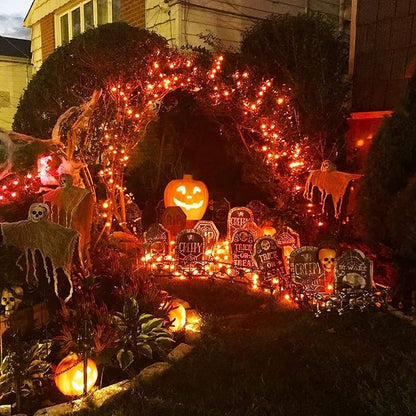 JMEXSUSS 4 Pack Solar Halloween Lights, Total 400 LED 132 FT Orange Solar Lights Outdoor Waterproof, 8 Modes Copper Wire Solar Fairy String Lights for Garden Yard Tree Halloween Decor