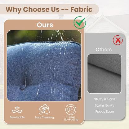 HOOOWOOO Patio Furniture Set,7 Pieces Outdoor Conversation Set,All Weather Wicker Loveseat Sofa Set with High Back Swivel Rocking Chairs Tables,Denim Blue