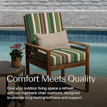 Honeycomb Outdoor Highback, 21 x 42, Stripe Pine Green Chair Cushion for Patio Furniture