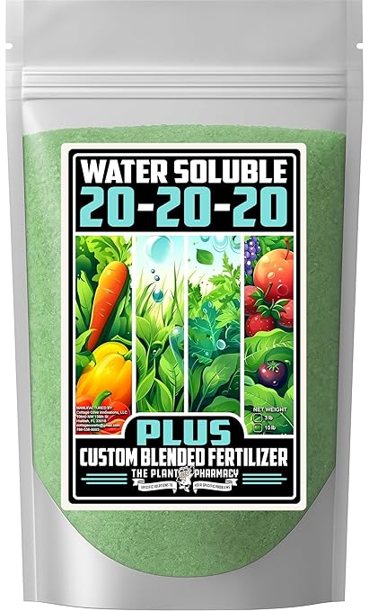 Fertilizer Commercial Grade | 20-20-20 Plus | 3 Pounds | Water Soluble Plant Food | Balanced Formula with Chelated Micronutrients | General Purpose Nutrient | Turf Lawns Shrubs Gardens Ornamentals