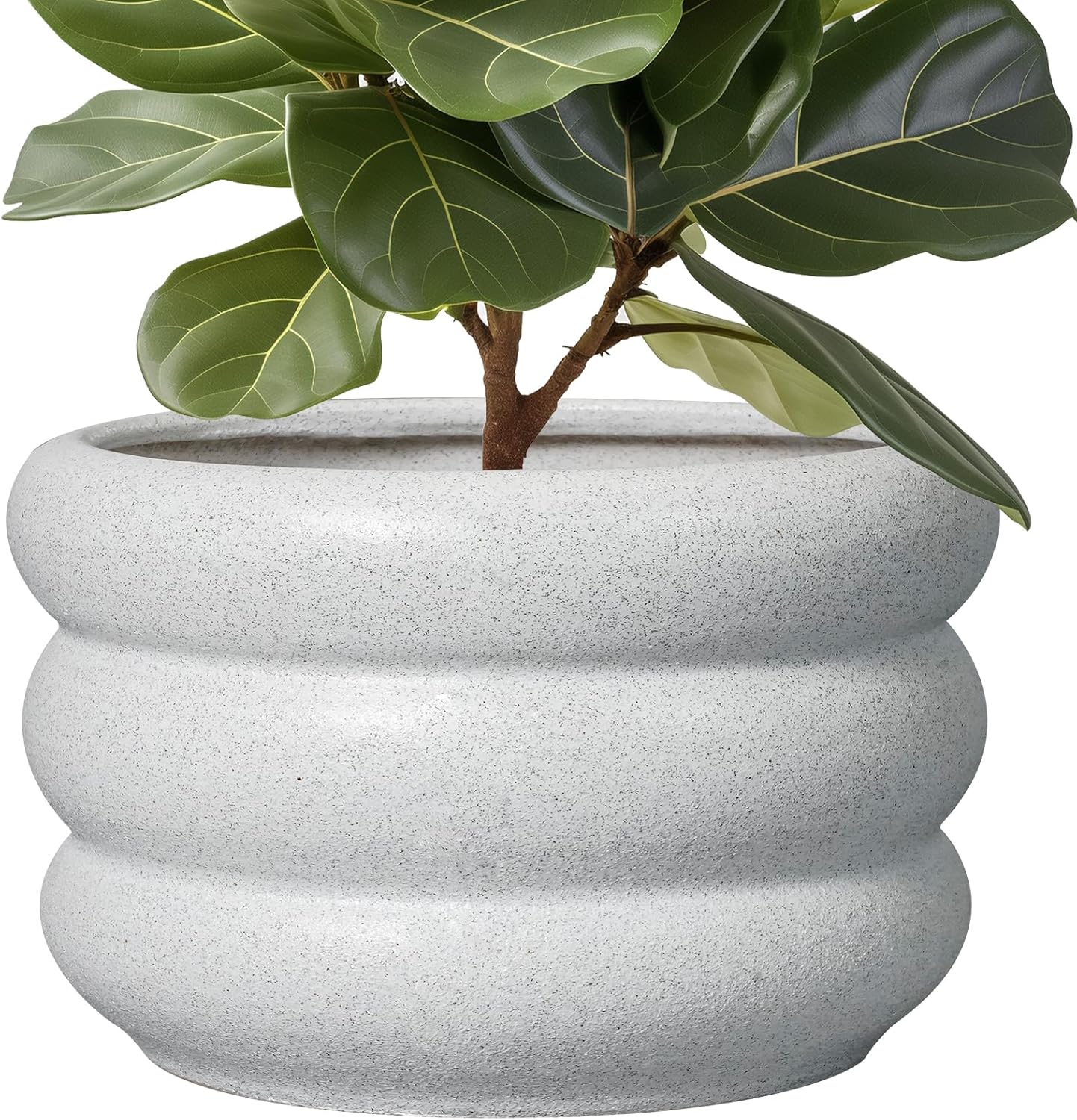 SQOWL Ceramic Planter Pot 13.5 Inch - Plant Pot Indoor with Drainage Hole Large Flower Pot Outdoor Modern Planter House Plant Pot for Office Front Door Porch Decor White