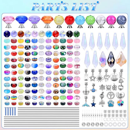 DIY Fairy Wand Garden Stakes Kit, Crystal Beaded Decorative Wands Set, Outdoor Garden Decoration with Assembly Guide (Mixed Top 390 Pcs)