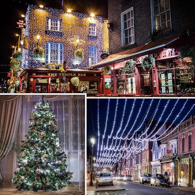 Solar String Lights Outdoor, 200LED 72Ft 8 Modes Outside Lights Solar Christmas Lights Waterproof Starry Fairy Lights Ambiance Lighting for Patio Garden Wedding Party Christmas Decor (White)