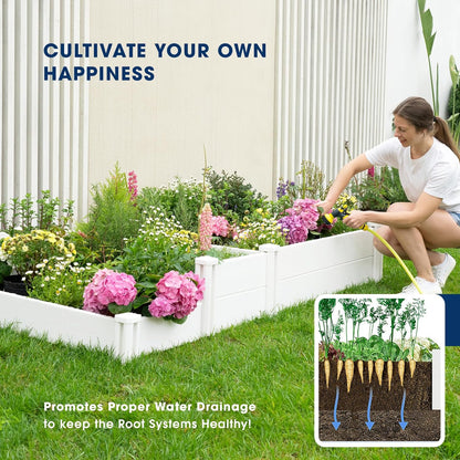 PASAMIC Durable Vinyl Raised Garden Bed, 4x4x1ft Raised Bed for Gardening, Planter Box with Open Bottom, Raised Garden Bed Outdoor, DIY Above Ground Garden Bed for Fruit, Vegetables, Herbs