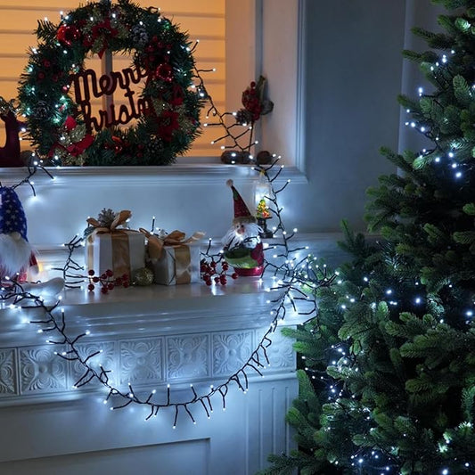 75FT 1500 LED Cluster Christmas Lights, Christmas Tree Lights Outdoor Indoor with 8 Modes & Timer & Remote, Firecrackers String Lights Waterproof for Garland Party Xmas Decorations, Cool White