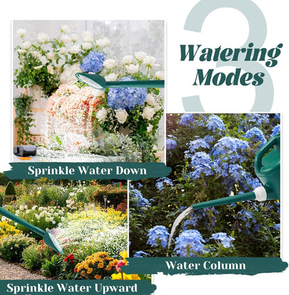 Watering Can for Indoor & Outdoor Plants, Plant Watering Can with Stainless Steel Shower Head, 1 Gallon Plastic Water Can for Garden, Flowers, Vegetable, Greenhouse (AlpineGreen)