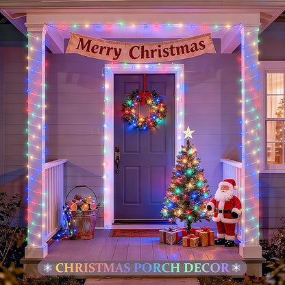 JMEXSUSS 2 Pack Solar Christmas Lights Outdoor Waterproof, Each 33FT 100 LED Multi Colored Solar Fairy Lights, 8 Modes String Light for Outside Yard Patio Tree Garden Christmas Decorations