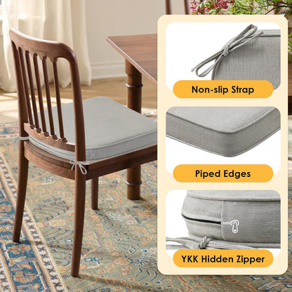 Outdoor Sunbrella Round Corner Seat Cushion, 17"x16"x2", Set of 4, Non Slip Seat Cushion Pads with Removable Cover for Patio Furniture, Garden Yard Lawn, Specrtum Pebble