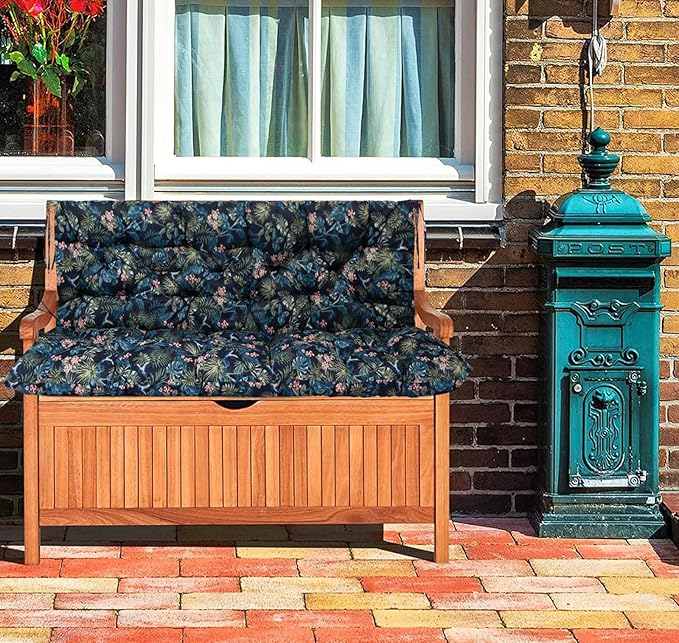 Swing Replacement Cushions with Backrest, 2 or 3 Seater Waterproof Non-Slip Overstuffed Swing Pad, Indoor/Outdoor Bench Cushion for Porch Chair Swing Garden Furniture (Hummingbird, 40 * 60 in)