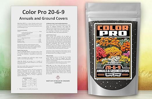 Fertilizer Commercial Grade | Color Pro 20-6-9 | 2 Pounds | Custom Professional Mix Blend | Controlled Release for Annuals & Groundcovers | 6 Month Nutrition | Balanced NPK Formula with Micronutrients