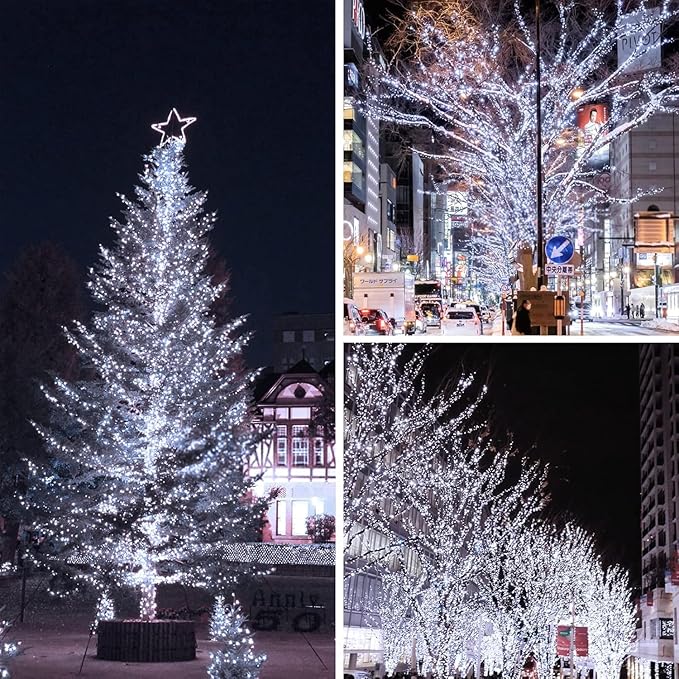 Connectable 300LED 99Ft 13Modes Christmas String Lights Indoor Outdoor | Extendable Green Wire Cool White Christmas Tree Lights with Timer | Twinkle Fairy Light Plug in for Xmas Tree(Cool White)