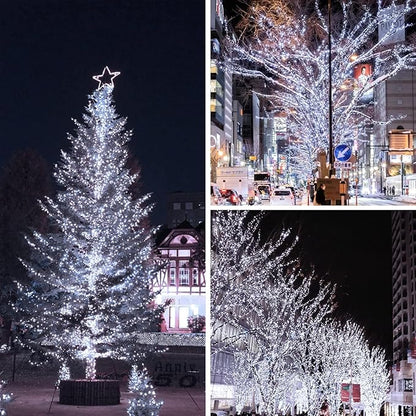 Solar Christmas String Lights Outdoor Waterproof 2PK 500LED 180FT Twinkle Lights, IP65 Waterproof Solar Powered LED Fairy Light with 8 Modes for Christmas Tree Wedding Garden Decoration, Red & White