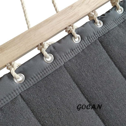 Quilted Fabric Double Hammock Won't flip with Stand and Spreader Bars,Safer and Sturdier,Quality Hammocks for Outdoor Indoor Patio Yard Two Sided Dual use Deep Grey