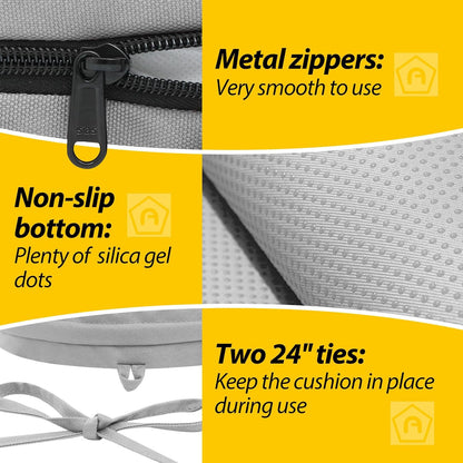 AAAAAcessories Outdoor Seat Cushions for Chairs, Waterproof, Fade-Resistant Patio Furniture Replacement Cushions, 17" x 16" x 2", Set of 4, Gray