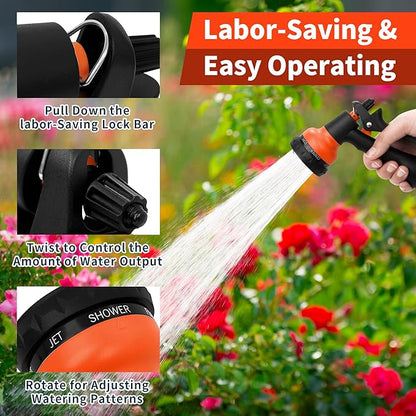 NEXCOVER Hose Nozzle 2PK, Garden Hose Nozzle with 7 Adjustable Watering Patterns, ABS Hose Nozzle Sprayer, Non-Slip Water Spray Nozzle for Watering Plants & Lawns, Cleaning, Washing Pets & Cars